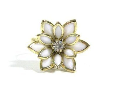 White Lotus Flower Adjustable Ring Just $1.79 SHIPPED!