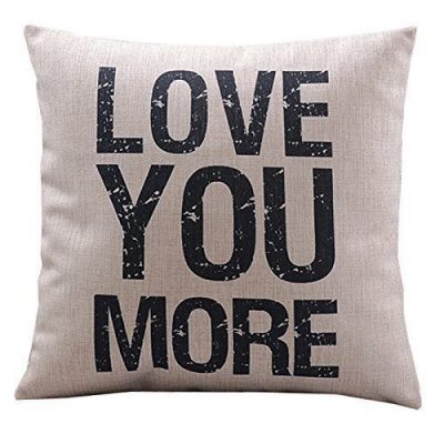 Throw Pillow Cushion Cover Love You More Square 18″ Only $3.29!  Ships FREE!