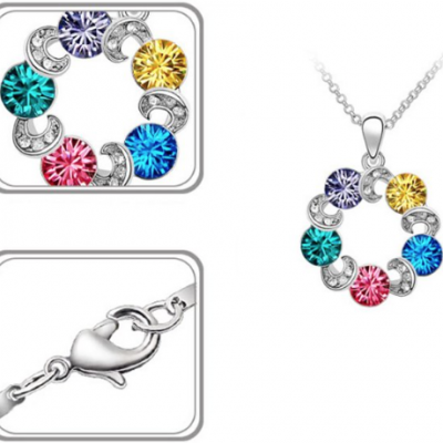 Crystal Circle Pendant Necklace Only $4.19 Plus FREE Shipping!