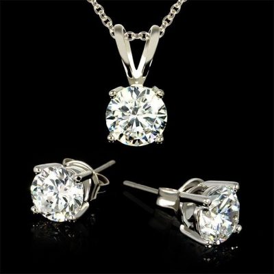 Twinkling 3 Carat Total Weight CZ Necklace & Earrings Only $8 Shipped!