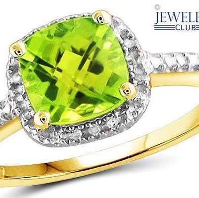 Genuine Peridot & White Diamond Ring Only $22 Shipped!