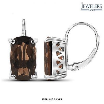 Genuine Smoky Quartz Oval Drop Earrings in Sterling Silver Only $21 Shipped!