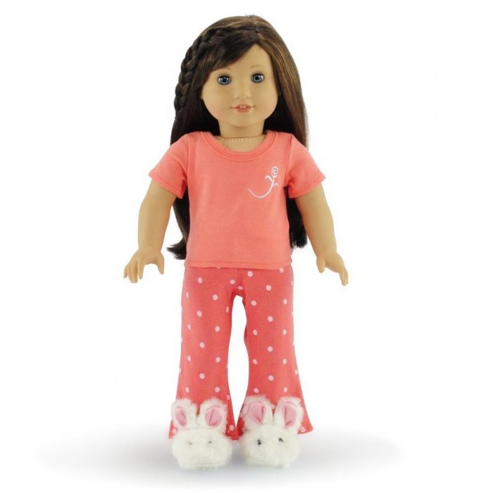 Compatible With American Girl 18" Doll - Coral Pajamas & Bunny Slippers Only $15.95!