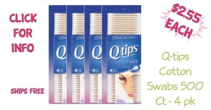 Q-tips Cotton Swabs 500 Ct - 4 pk Just $2.55 Each! Ships FREE!