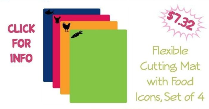 Flexible Cutting Mat with Food Icons, Set of 4 Just $7.32!