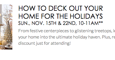 FREE Decorating Class At Pottery Barn!