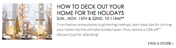 FREE Decorating Class At Pottery Barn!