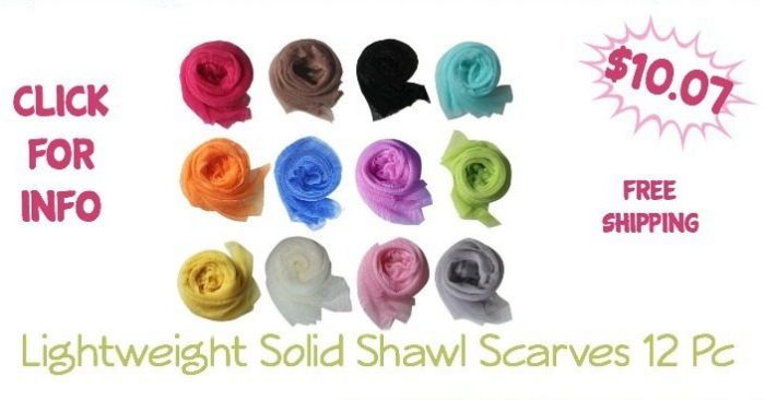 Lightweight Solid Shawl Scarves 12 Pc for Only $10.07 Ships FREE!