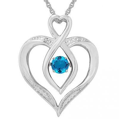 Aqua Dancing Heart Pendant with Diamond Accent Just $59.99! Down From $174.99!