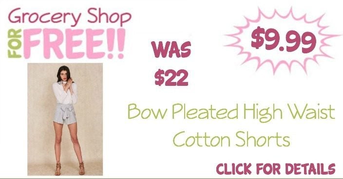 Bow Pleated High Waist Cotton Shorts Just $9.99! (Reg. $22) Ships FREE!