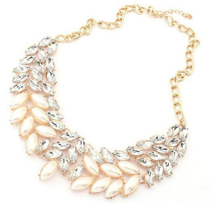 Pearl Rhinestone Chunky Necklace Only $4.40 Plus FREE Shipping!