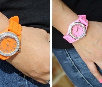 Women’s Geneva Rhinestone-Accented Silicone Watch Just $5.98 Shipped!