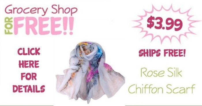 Rose Silk Chiffon Scarf Just $3.99! FREE Shipping!