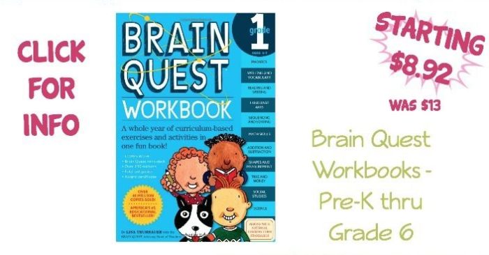 Brain Quest Workbooks - Pre-Kindergarten to Grade 6 - As Low As $8.92!