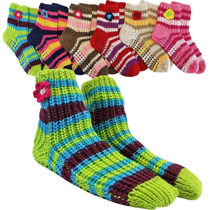 Thick Knit Multi Color Slipper Socks / Non-skid Soles 3 Pr Just $7.99! Ships FREE!