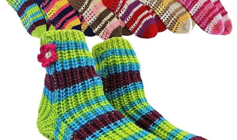 Thick Knit Multi Color Slipper Socks / Non-skid Soles 3 Pr Just $7.99! Ships FREE!