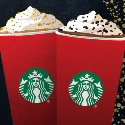 At Starbucks Through Sunday 2-5 PM – Buy One Holiday Drink Get One FREE!