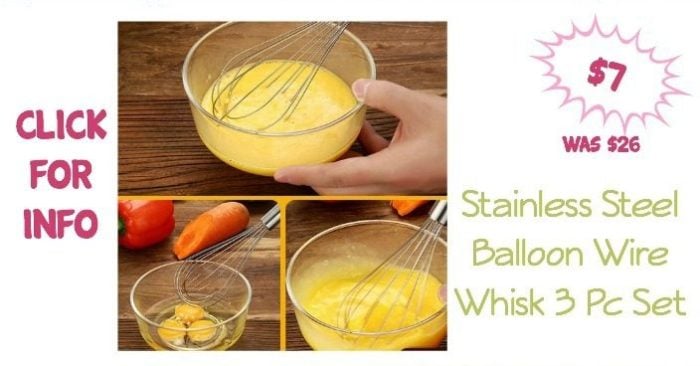 Stainless Steel Balloon Wire Whisk 3 Pc Set Just $7! Was $26!