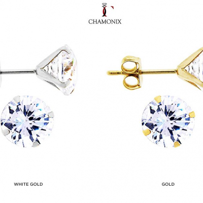 Chamonix 2Ct CZ Solid 14-Karat Gold Stud Earrings Only $18 Shipped!
