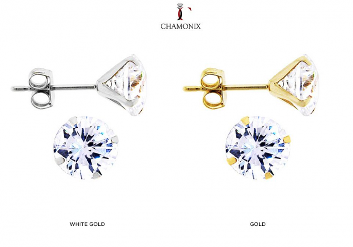 Chamonix 2Ct CZ Solid 14-Karat Gold Stud Earrings Only $18 Shipped!
