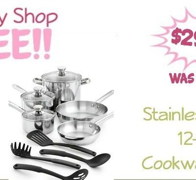 Stainless Steel 12-Pc. Cookware Set Just $29.99! (Reg. $120!)