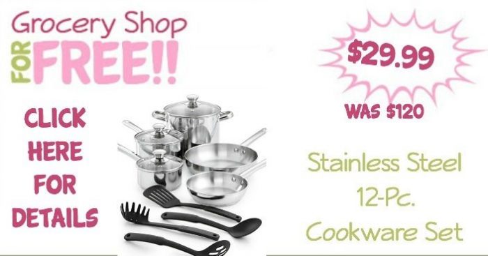 Stainless Steel 12-Pc. Cookware Set Just $29.99! (Reg. $120!)