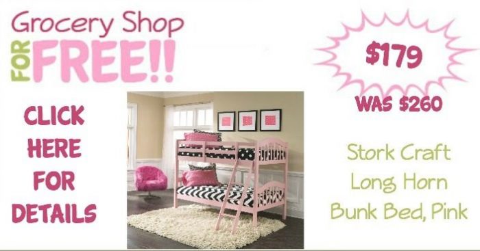 Stork Craft Long Horn Bunk Bed, Pink Just $179! (Was $260)