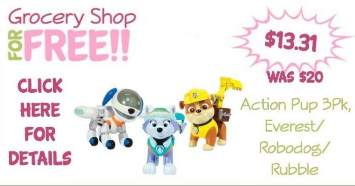 Paw Patrol, Action Pup 3Pk, Everest/Robodog/Rubble Just $13.31! (Was $20)