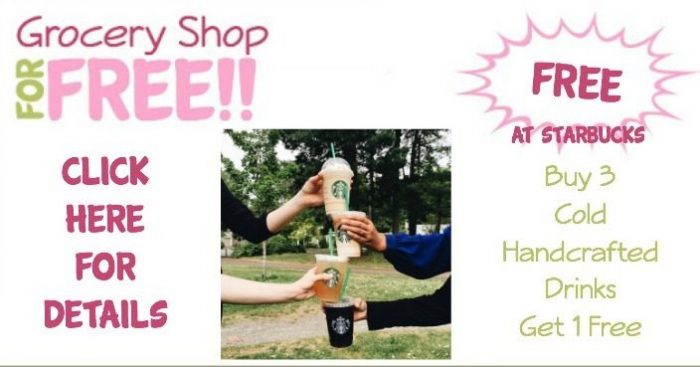 Buy 3 Get 1 FREE Cold Handcrafted Drink at Starbucks!
