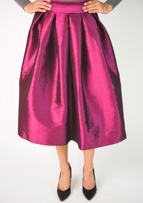 Taffeta Pleated Midi Skirt Just $39.95! Ships FREE!