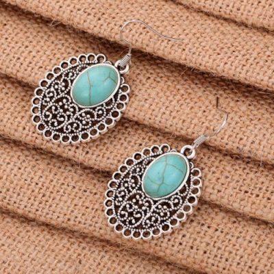 Tibetan Turquoise and Silver Oval Earrings Only $3.99 SHIPPED!