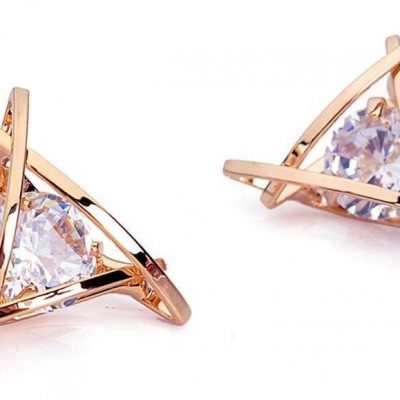 Rose Gold Swarovski Crystal Triangle Earrings Only $2.95 + FREE Shipping!