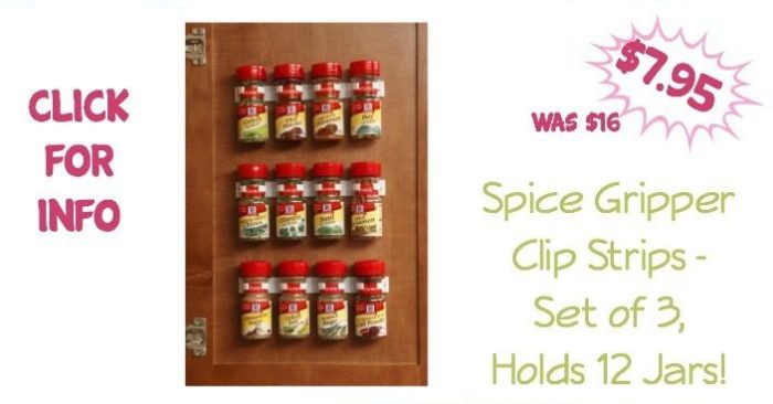 Spice Gripper Clip Strips - Set of 3, Holds 12 Jars Just $7.95 Was $16!