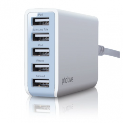 Photive 25 Watt 5 Port USB Desktop Rapid Charger Just $14.95!