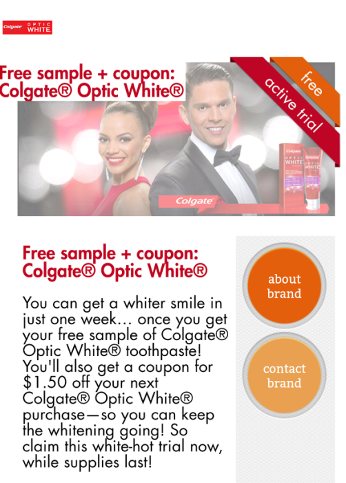 FREE Colgate Optic White Toothpaste Sample!