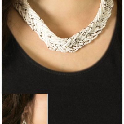White Bead Necklace And Matching Earrings Only $5!