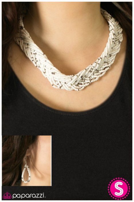 White Bead Necklace And Matching Earrings Only $5!
