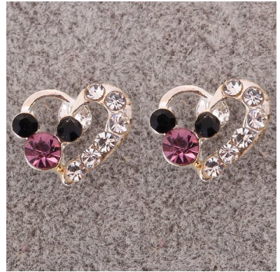 Silver Plated Mickey Mouse Crystal Heart Earrings $3.80 SHIPPED!