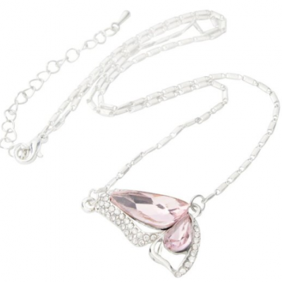 Crystal Butterfly Pendant Necklace Only $2.99 + FREE Shipping!
