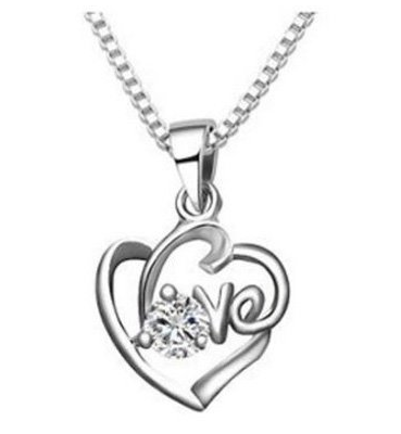 Silver Heart Zircon Pendant Love Necklace $2.84 Shipped!
