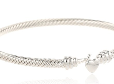 Gorgeous Sterling Silver Plated Heart Cable Bangle Bracelet Just $18.61 + FREE Prime Shipping (Reg. $50)!