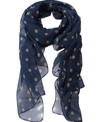 Navy Blue Polka Dot Scarf Just $2.55 + FREE Shipping!