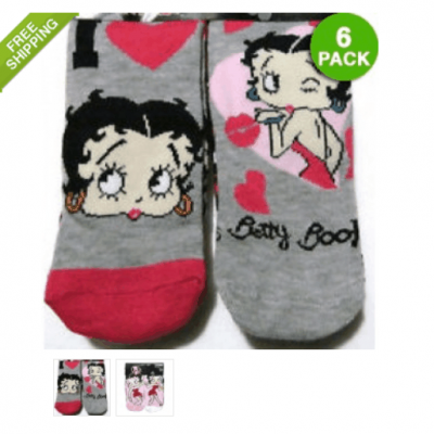 6 Pack of Ladies Betty Boop Ankle Socks ONLY $5.00 + FREE Shipping (WAS $15)!