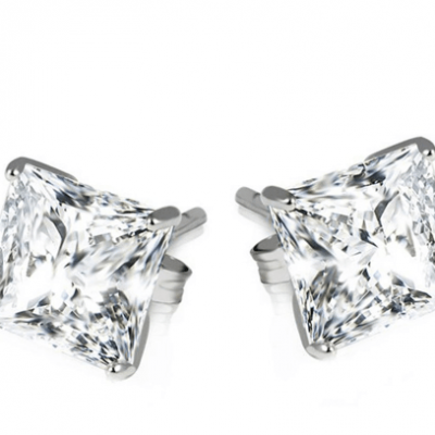WOW! 2ct Sterling Silver Princess Cut Earrings ONLY $5 + FREE Shipping (was $130)!
