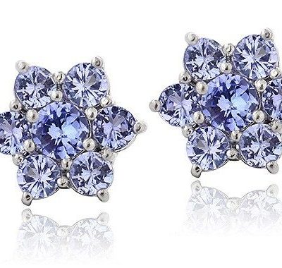 Tanzanite & Sterling Silver Flower Stud Earrings Only $28.99!